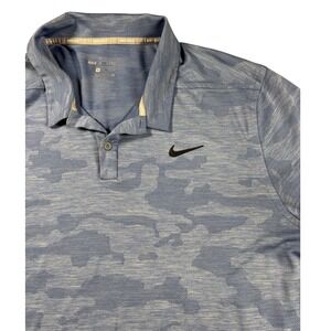 Nike Golf Mens XL Blue Camo Dry Fit Short Sleeve Polo Shirt